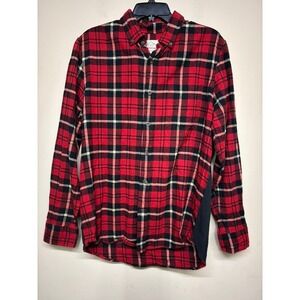 St Johns Bay Flannel Shirt Mens M Red Plaid Horror Clown Graphic Button Up